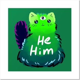 He Him Triclops Alien Cat Posters and Art